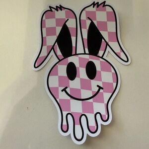 Pink checkered print bunny‎ ears card stock car freshie